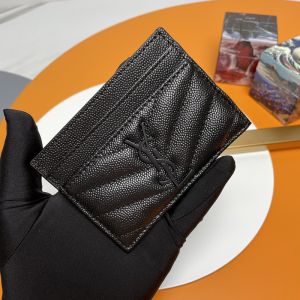 Saint Laurent Monogram Card Case In Grained Matelasse Leather Black