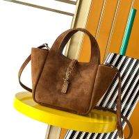 Saint Laurent Baby LE 5 A 7 Bea Tote In Suede Brown/Gold