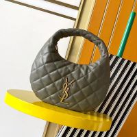 Saint Laurent Baby Icare Hobo Bag In Quilted Nappa Lambskin Olive/Gold