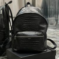 Saint Laurent City Backpack In Crocodile-Embossed Leather Black