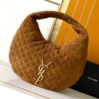 Saint Laurent Icare Hobo Bag In Quilted Suede Brown/Gold