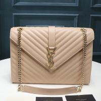 Saint Laurent Large Envelope Chain Bag In Matelasse Leather Apricot/Gold