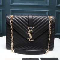 Saint Laurent Large Envelope Chain Bag In Matelasse Leather Black/Gold