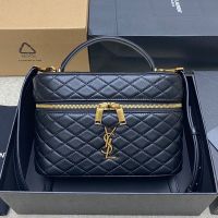 Saint Laurent Large Gaby Vanity Bag In Diamond-Quilted Lambskin Black/Gold