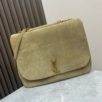 Saint Laurent Large Jamie 4.3 Bag In Suede Green/Gold