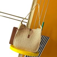 Saint Laurent Large Le 5 A 7 Supple Bag In Raffia Beige/Gold