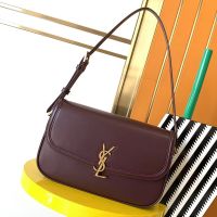 Saint Laurent Large Solferino Bag In Box Leather Burgundy/Gold