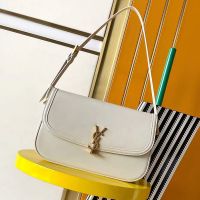 Saint Laurent Large Solferino Bag In Box Leather White/Gold
