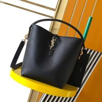 Saint Laurent Le 37 Bucket Bag In Grained Leather Black/Gold
