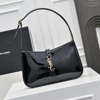 Saint Laurent Le 5 A 7 Hobo Bag In Patent Leather Black/Gold