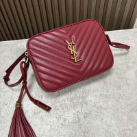 Saint Laurent Lou Camera Bag In Quilted Leather Burgundy/Gold