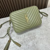 Saint Laurent Lou Camera Bag In Matelasse Leather Green/Gold