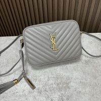 Saint Laurent Lou Camera Bag In Quilted Leather Grey/Gold
