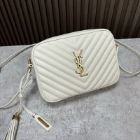 Saint Laurent Lou Camera Bag In Matelasse Leather White/Gold