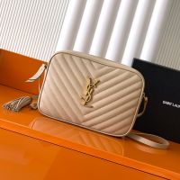 Saint Laurent Lou Camera Bag In Quilted Calfskin Apricot/Gold