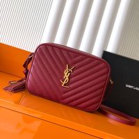 Saint Laurent Lou Camera Bag In Quilted Calfskin Burgundy/Gold