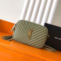 Saint Laurent Lou Camera Bag In Quilted Calfskin Green/Gold