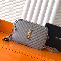 Saint Laurent Lou Camera Bag In Quilted Calfskin Grey/Gold