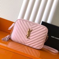 Saint Laurent Lou Camera Bag In Quilted Calfskin Pink/Gold
