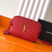 Saint Laurent Lou Camera Bag In Quilted Calfskin Red/Gold