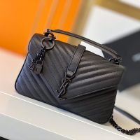 Saint Laurent Medium Classic College Chain Bag In Matelasse Leather Black