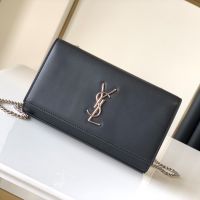 Saint Laurent Medium Kate Chain Bag In Leather Black/Silver