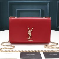 Saint Laurent Medium Kate Chain Bag In Leather Red/Gold