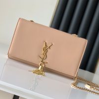 Saint Laurent Medium Kate Chain Bag with Tassel In Leather Apricot/Gold
