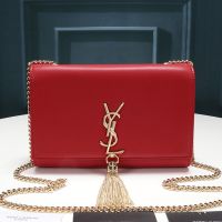 Saint Laurent Medium Kate Chain Bag with Tassel In Leather Red/Gold
