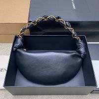 Saint Laurent Mini Amalia Hobo Bag In Lambskin Black/Gold
