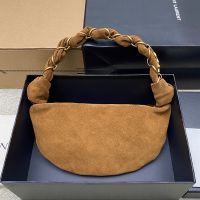 Saint Laurent Mini Amalia Hobo Bag In Suede Brown/Gold