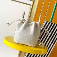 Saint Laurent Mini Cassandre Bucket Bag In Quilted Lambskin White/Gold