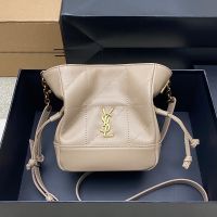 Saint Laurent Mini Jamie Shoulder Pouch In Lambskin Apricot/Gold