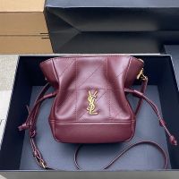 Saint Laurent Mini Jamie Shoulder Pouch In Lambskin Burgundy/Gold