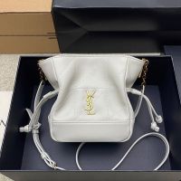 Saint Laurent Mini Jamie Shoulder Pouch In Lambskin White/Gold