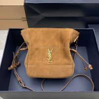 Saint Laurent Mini Jamie Shoulder Pouch In Suede Brown/Gold