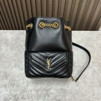 Saint Laurent Mini Joe Bucket Bag In Quilted Lambskin Black/Gold