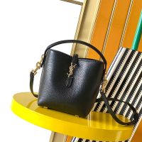 Saint Laurent Mini Le 37 Bucket Bag In Grained Leather Black/Gold