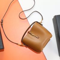 Saint Laurent Mini Le 37 Bucket Bag In Shiny Leather Brown/Gold