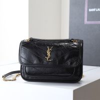 Saint Laurent Mini Niki Bag In Crinkled Vintage Leather Black/Gold
