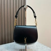 Saint Laurent Mini Voltaire Top Handle Bag In Box Leather Black/Gold