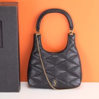 Saint Laurent Sade Hobo Bag In Diamond-Quilted Lambskin Black/Gold