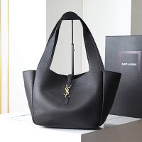 Saint Laurent Small LE 5 A 7 Bea Tote In Grained Leather Black/Gold