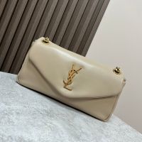Saint Laurent Small Calypso Bag In Plunged Lambskin Apricot/Gold