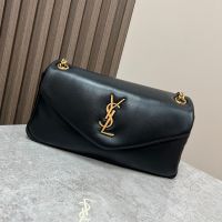 Saint Laurent Calypso Bag In Plunged Lambskin Black/Gold