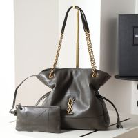 Saint Laurent Small Jamie Shopping Bag In Lambskin Olive/Gold
