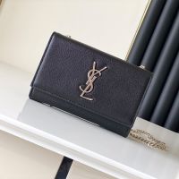 Saint Laurent Small Kate Bag In Grain De Poudre Leather Black/Silver