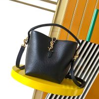 Saint Laurent Small Le 37 Bucket Bag In Grained Leather Black/Gold