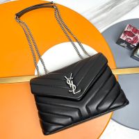 Saint Laurent Small Loulou Chain Bag In Quilted Y Leather Black/Silver
