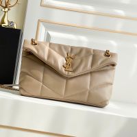Saint Laurent Small Loulou Puffer Bag In Quilted Lambskin Apricot/Gold